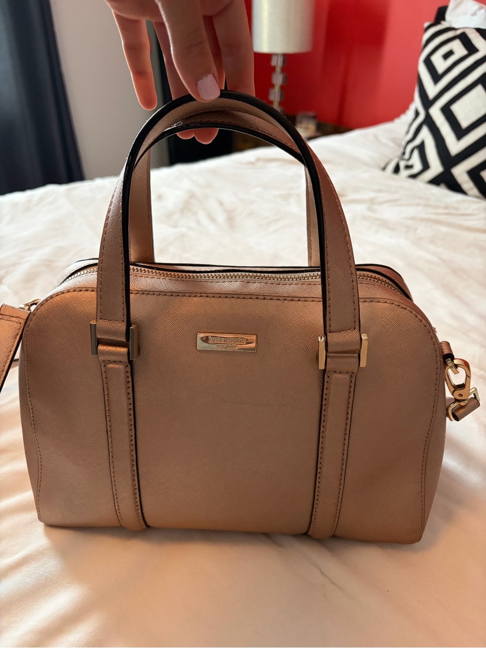 kate spade rose gold shoulder bag cross body with gold hardware